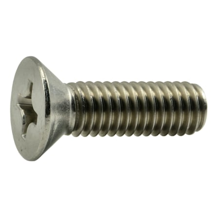 3/18-16 X 1-1/4 In Phillips Flat Machine Screw, Plain Stainless Steel, 8 PK